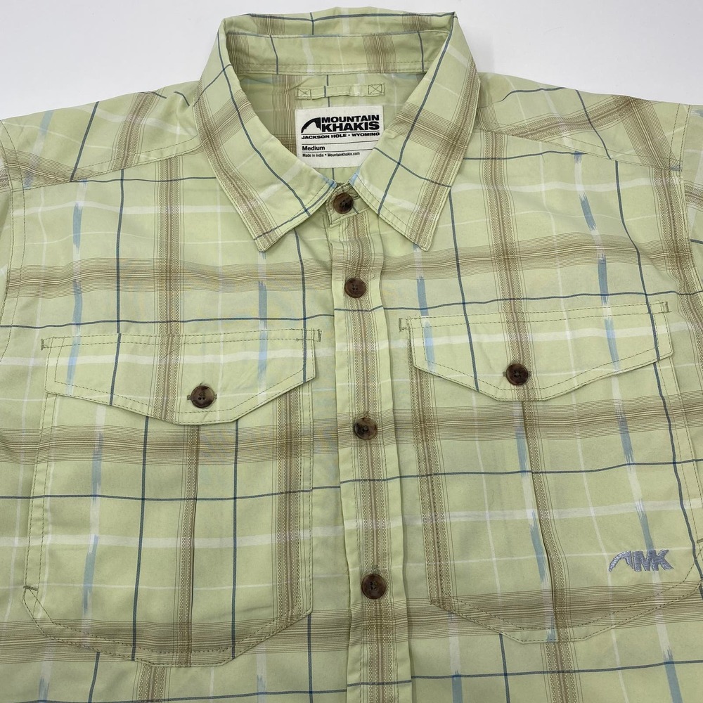 Mountain Khakis Medium Light Green Brown Plaid Short Sleeve Button Down Shirt - Picture 1 of 6